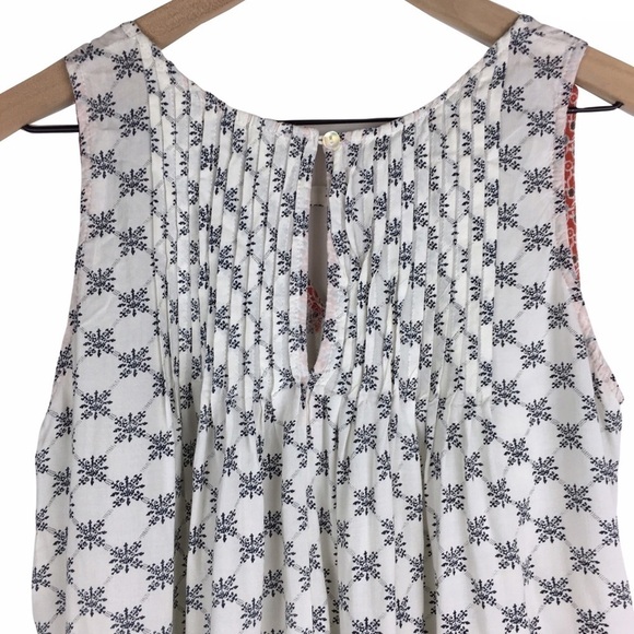 HEM & THREAD Top Tank Sleeveless Peasant Floral Keyhole Pleated Boho Size Large - Picture 5 of 9